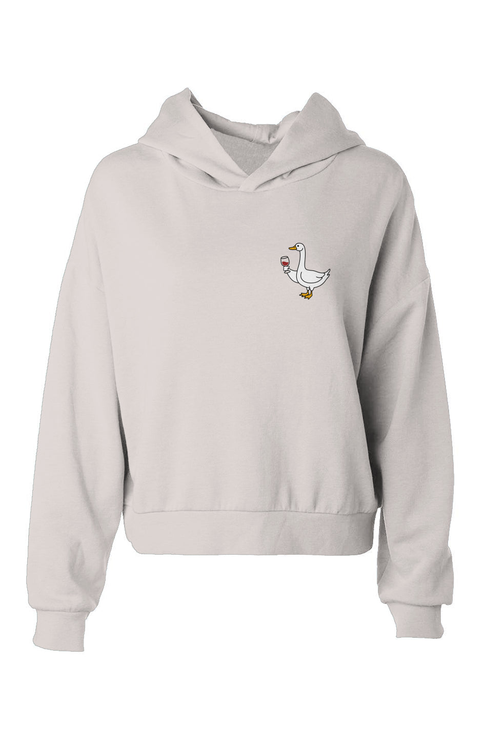 Just Goose Embroidered Hip Height Hoodie - Bone