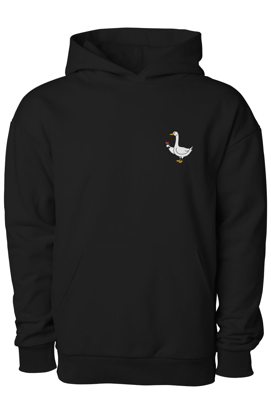 Embroidered Goose Hoodie - Black