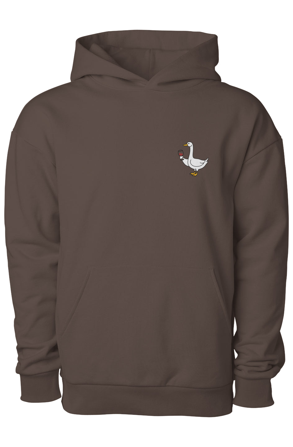 Embroidered Goose Hoodie - Brown